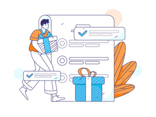 Invite friends to conduct questionnaire flat vector concept operation hand drawn illustration
