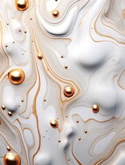 White Marble with Bronze Vertical Background. Abstract stone textured backdrop with shiny water drops. Bright natural realistic surface. AI Generated Photorealistic Illustration.