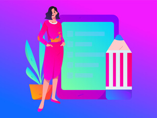 Invite friends to conduct questionnaire flat vector concept operation hand drawn illustration
