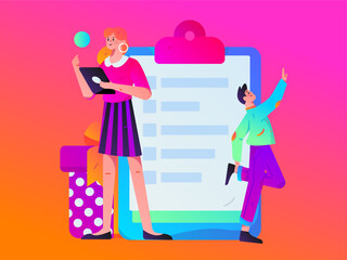 Invite friends to conduct questionnaire flat vector concept operation hand drawn illustration
