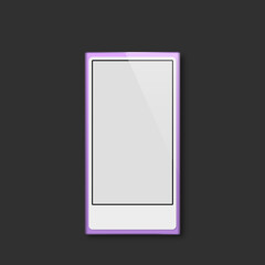 Nano mobile device display frame with purple aluminum body. Superimpose display image with 