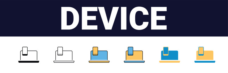 Computer Technology icon. Line, glyph and filled outline colorful version, Monitor Display Screen outline and filled vector sign. Symbol, logo illustration. Different style icons set. Vector graphics