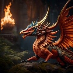 Obraz premium Dragon Sculpture at the Ancient Temple