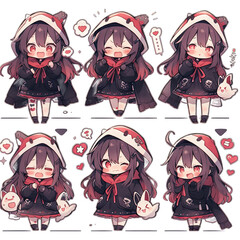 Cute little girl emoticons sticker, Creayed by A.I
