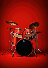Percussion metal kit rock drum jazz concert musical set sound instrument - obrazy, fototapety, plakaty