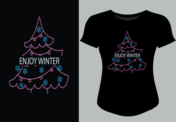 
Ladies winter clothing Motivational trending simple  graffiti text based eye catchy fashion creative design on black or white t- shirt, vector, illustrator