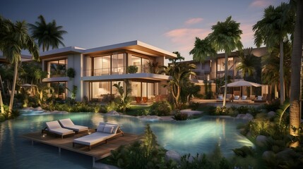 Resort-style living with luxury villas set against a backdrop of lush landscapes