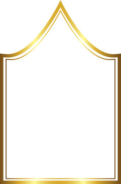 Inflexed Arch rectangular frame architecture window door Gold picture frame luxury golden frame gold border Golden vector framework banner decoration decorative element template isolated abstract art