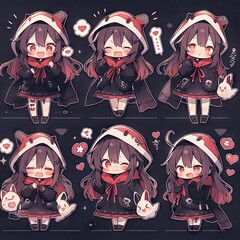 Cute little girl emoticons sticker, Creayed by A.I