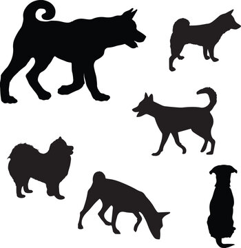 set of dogs silhouettes-silhouettes of dogs-dog silhouettes set-dog silhouettes vector-dog silhouettes collection