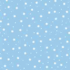 blue repetitive background with dots and snowflakes. vector seamless pattern. winter holiday. christmas design template for greeting card, banner, invitation. retro stylish texture