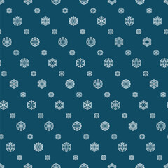 white snowflakes. vector seamless pattern. blue winter repetitive background. fabric swatch. wrapping paper. continuous print. design element for textile,  greeting card