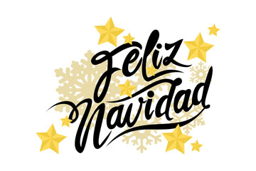 Translation: Merry Christmas. Feliz Navidad vector text Calligraphic Lettering design card template. Suitable for greeting card, poster and banner.
