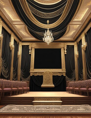 Free photo of a theater stage with majestic curtains and dazzling spotlights. Generative AI.
