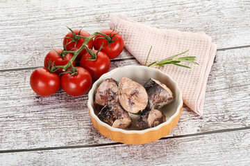 Pieces of canned tuna fish