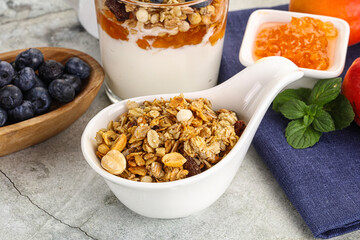 Granola museli cereal for breakfast