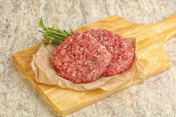 Raw beef burger cutlet for grill