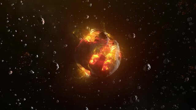 New planet formation in space with asteroids HD Stock Footage