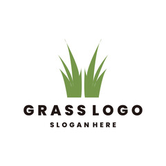 Grass style logo icon design template flat vector