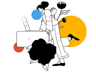 3.12 International Women's Day professional women flat character vector concept operation hand drawn illustration
