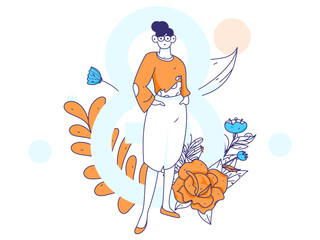 3.12 International Women's Day professional women flat character vector concept operation hand drawn illustration
