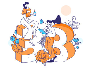 3.12 International Women's Day professional women flat character vector concept operation hand drawn illustration
