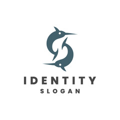 Two fish style logo icon design template flat vector