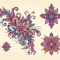 Fototapeta na wymiar Free vector seamless floral pattern on uniform background