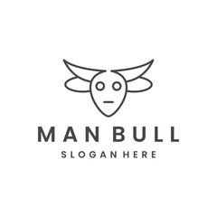 Man bull style logo icon design template flat vector
