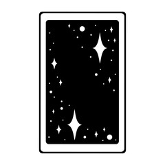 Tarot aesthetic card with stars. Outline tarot design for oracle card covers. Vector illustration isolated in white background