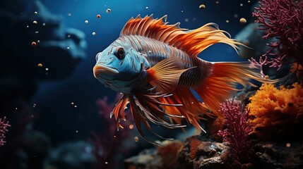 Beautiful colorful fish in underwater world