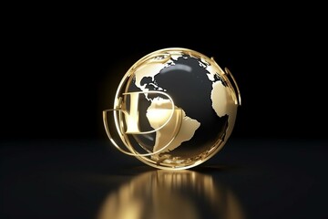 Isolated white world with main international golden currency sign, element from NASA and 3D render. Generative AI