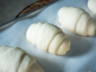 Shio Pan or salt butter bread roll before baking