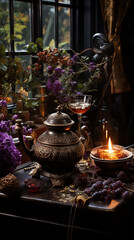 Naklejka premium tea ceremony in the restaurant
