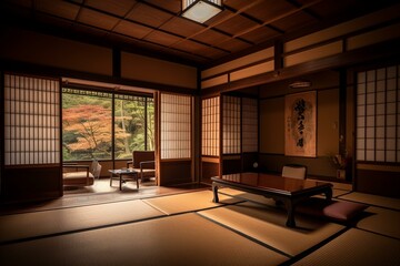 Classic Japanese vacant room. Generative AI