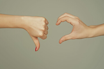 Female and male hands in form of heart. Hands in shape of love heart. Heart from hands . Love,...