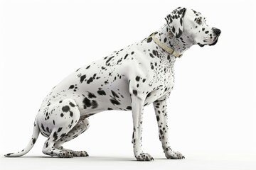 Cute dalmatian dog on white background, generative ai