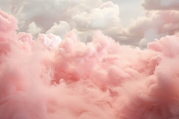 Beautiful cloudscape with pink and blue sky. Nature background, Fluffy white and pink clouds, AI Generated