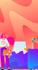 Holiday travel travel characters internet background vector hand drawn illustration
