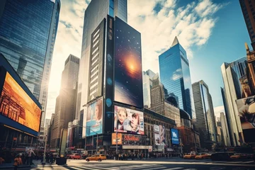 Foto op Plexiglas s Square, featured with Broadway Theaters and huge number of LED signs, is a symbol of New York City and the United States, Famous Times Square landmark in New York downtown with mock, AI Generated © Ifti Digital