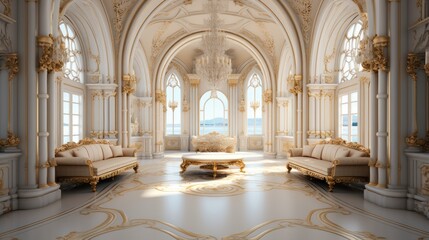 Interior of a luxurious palace. Generative AI. - obrazy, fototapety, plakaty