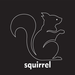 Squirrel silhouette vector icon on black background.