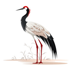 Crane bird with wings element in Japanese style