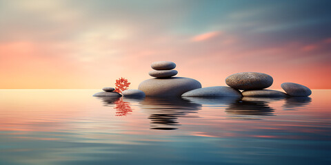 Stacked Zen stones meditation and concentration for mindfulness practice and peace wallpaper