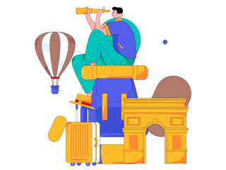 Holiday travel travel characters internet background vector hand drawn illustration
