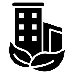 Green Building glyph icon, related to renewable energy, green energy. use for web, digital and app development