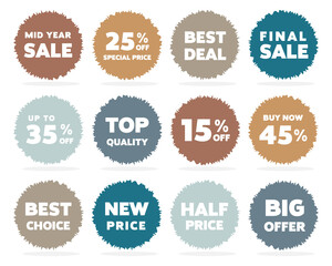 Set of sale tags, sale badges, sale labels, shopping or discount badges and more.