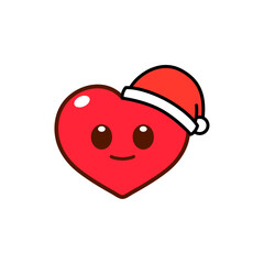 Heart Character Wearing Santa Hat Illustration