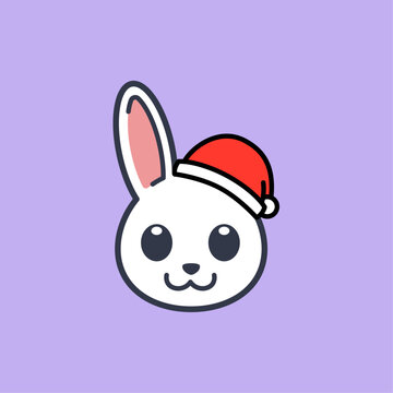 Bunny Rabbit Wearing Santa Hat Illustration