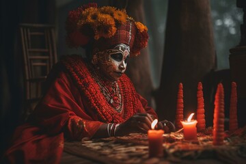 Traditional Kerala worship: Gulikan Theyyam. Generative AI